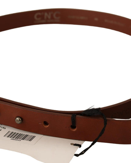 Costume National Brown Leather Silver Fastening Belt