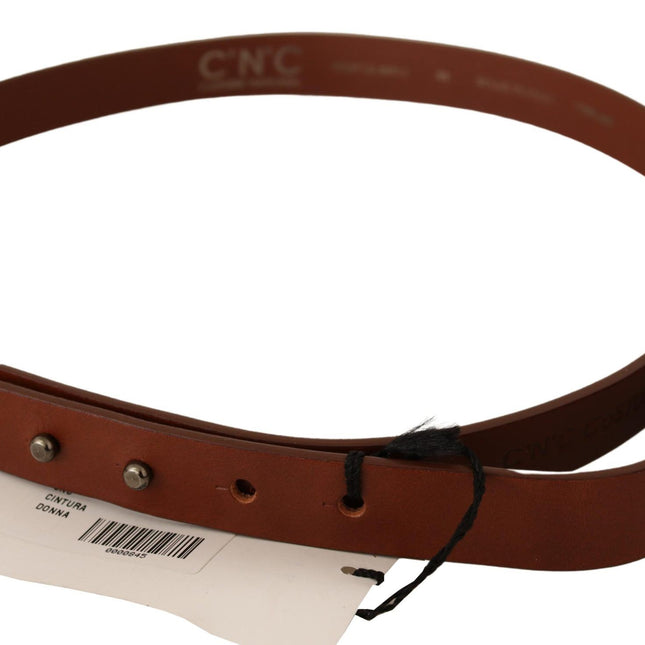 Costume National Brown Leather Silver Fastening Belt