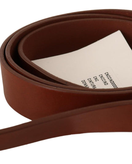 Costume National Brown Leather Silver Fastening Belt