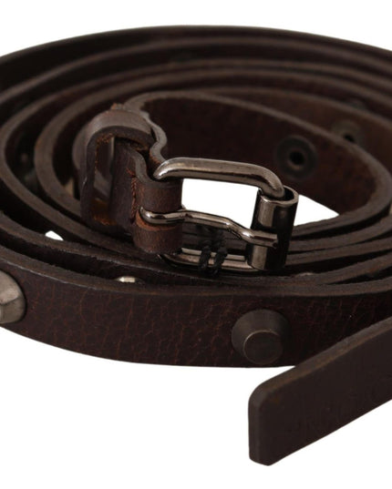 Costume National Brown Leather Silver Tone Buckle Belt