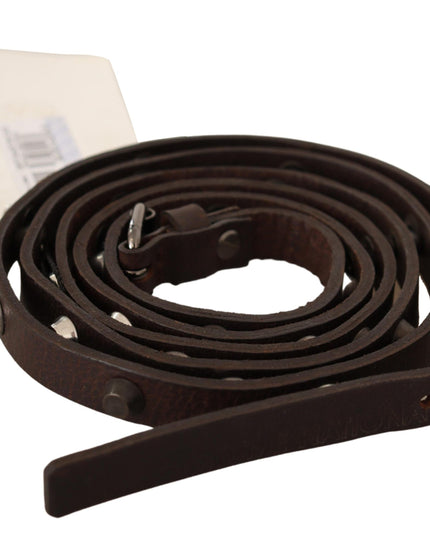 Costume National Brown Leather Silver Tone Buckle Belt