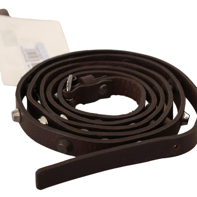 Costume National Brown Leather Silver Tone Buckle Belt