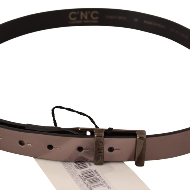 Costume National Pink Metallic Leather Buckle Belt