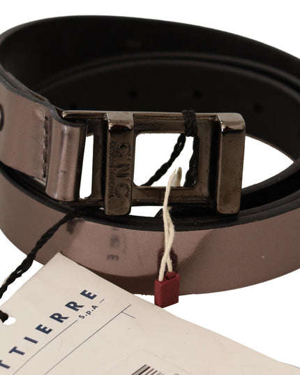 Costume National Pink Metallic Leather Buckle Belt