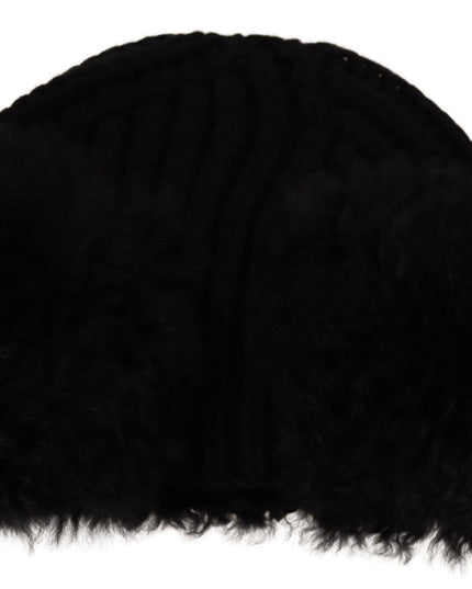Dolce & Gabbana Black Cashmere Fur Women Beanie Women Hat