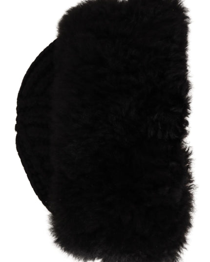 Dolce & Gabbana Black Cashmere Fur Women Beanie Women Hat