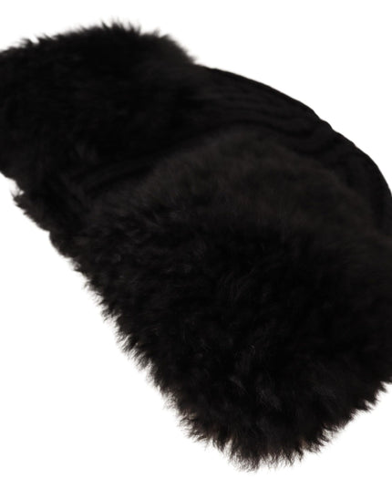 Dolce & Gabbana Black Cashmere Fur Women Beanie Women Hat