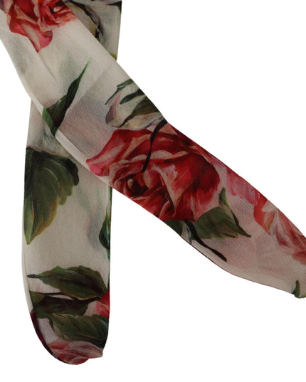 Dolce & Gabbana White Floral Print Stockings Nylon Tights