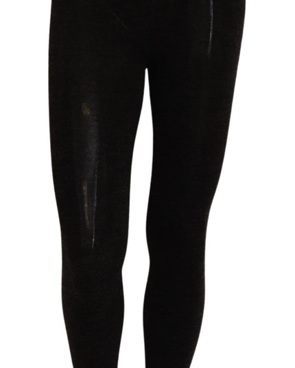 Dolce & Gabbana Black Wool Stretch Tights Stocking Socks