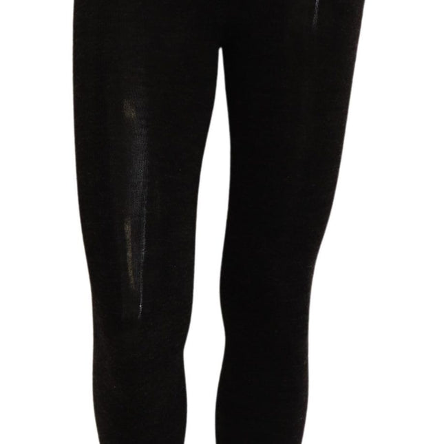 Dolce & Gabbana Black Wool Stretch Tights Stocking Socks