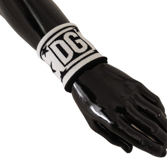 Dolce & Gabbana White Black Wool Logo #DGMILLENNIALS Wristband