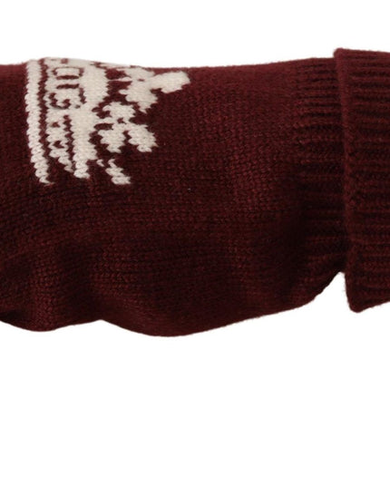 Dolce & Gabbana Red White D&G Logo Crown Cashmere Gloves
