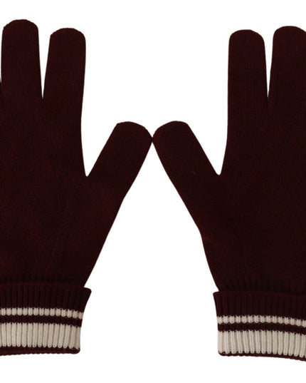 Dolce & Gabbana Red White D&G Logo Crown Cashmere Gloves