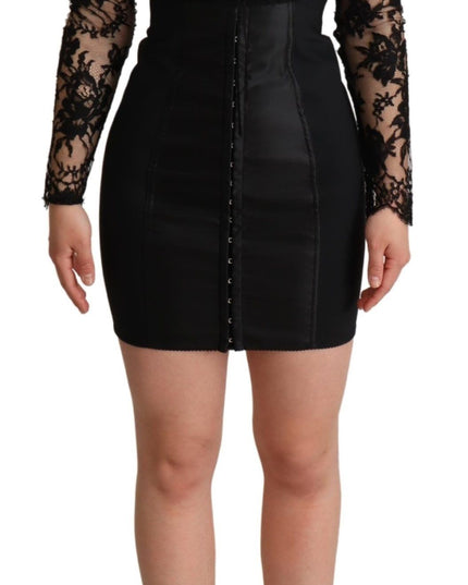 Dolce & Gabbana Black Fitted Lace Top Bodycon Mini Dress