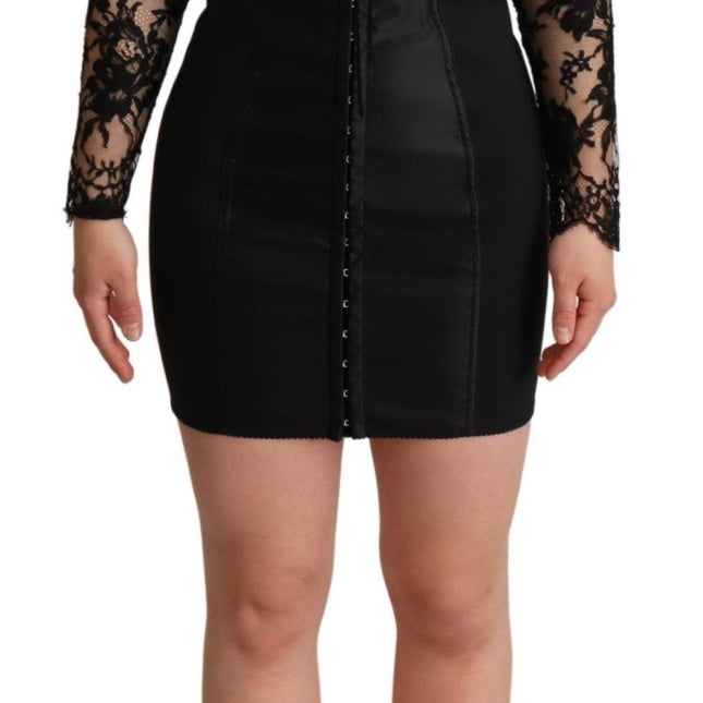 Dolce & Gabbana Black Fitted Lace Top Bodycon Mini Dress