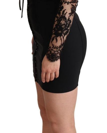 Dolce & Gabbana Black Fitted Lace Top Bodycon Mini Dress