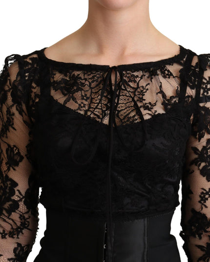 Dolce & Gabbana Black Fitted Lace Top Bodycon Mini Dress