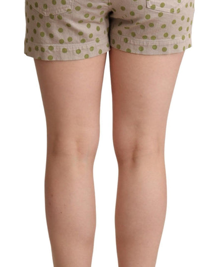 Dolce & Gabbana Beige Polka Dots Denim Cotton Stretch Shorts