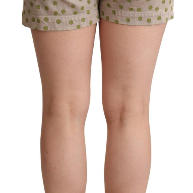 Dolce & Gabbana Beige Polka Dots Denim Cotton Stretch Shorts