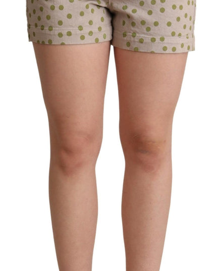 Dolce & Gabbana Beige Polka Dots Denim Cotton Stretch Shorts
