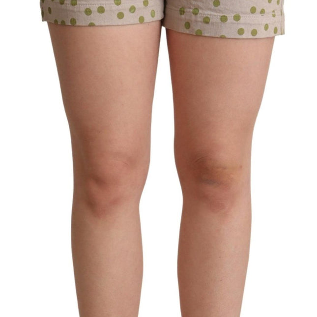 Dolce & Gabbana Beige Polka Dots Denim Cotton Stretch Shorts