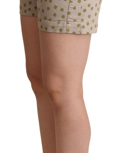 Dolce & Gabbana Beige Polka Dots Denim Cotton Stretch Shorts