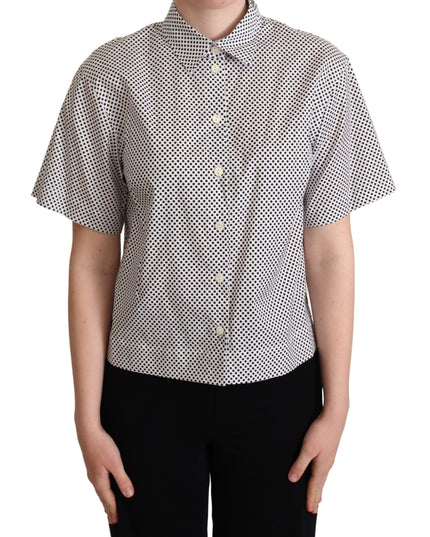 Dolce & Gabbana Black Polka Dot Collared Shirt White