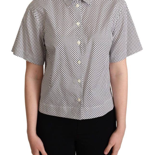 Dolce & Gabbana Black Polka Dot Collared Shirt White