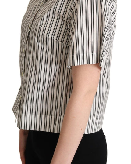 Dolce & Gabbana White Black Striped Shirt Blouse Top