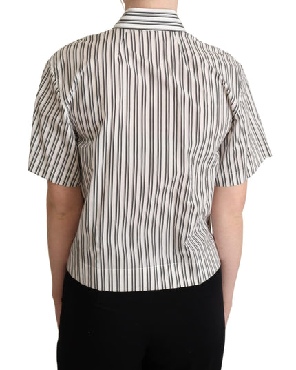 Dolce & Gabbana White Black Striped Shirt Blouse Top