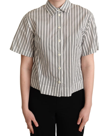 Dolce & Gabbana White Black Striped Shirt Blouse Top