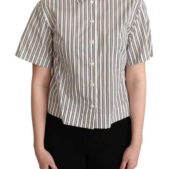 Dolce & Gabbana White Black Striped Shirt Blouse Top