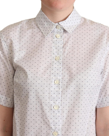 Dolce & Gabbana White Black Polka Dots Collar Blouse Shirt