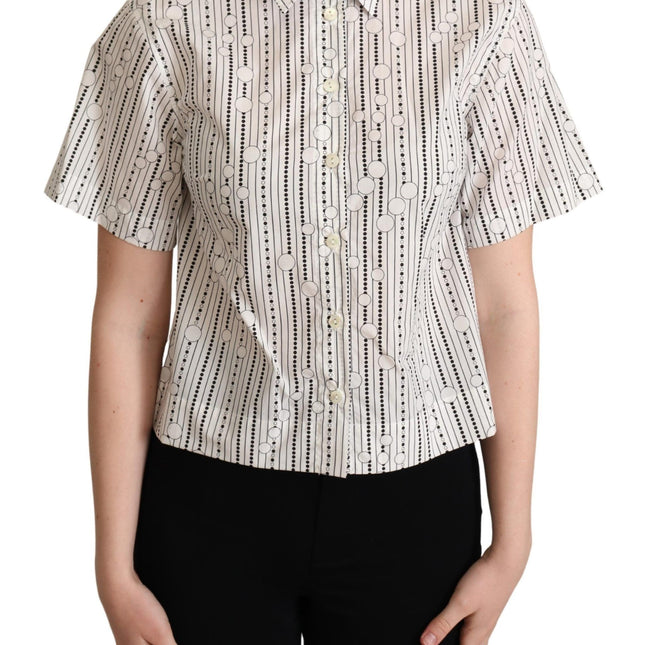 Dolce & Gabbana White Circles Dots Collared Button Up Shirt