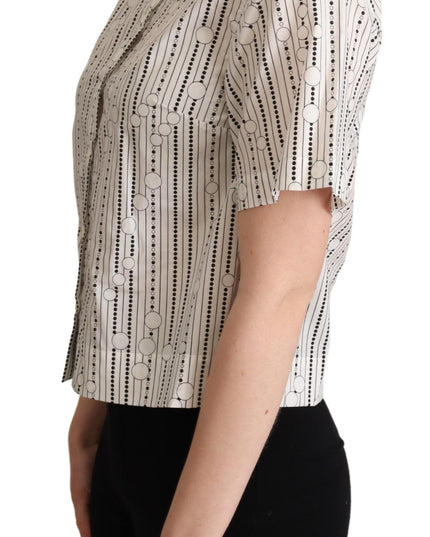 Dolce & Gabbana White Circles Dots Collared Button Up Shirt