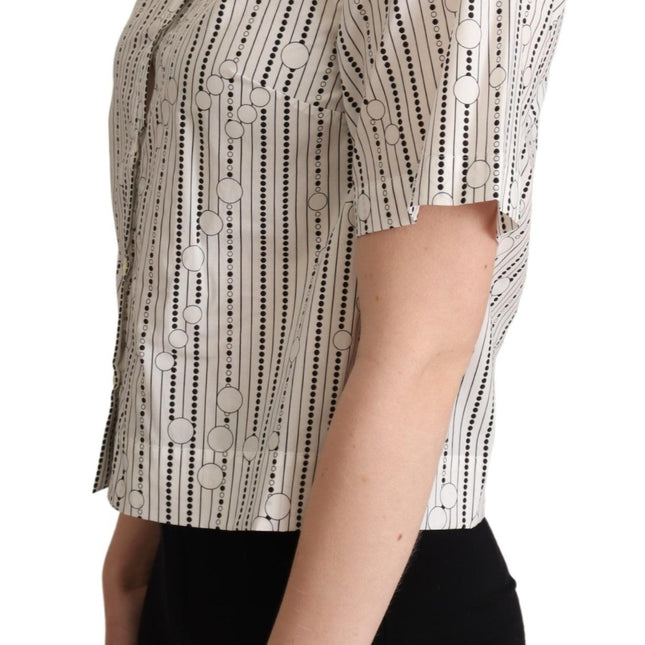 Dolce & Gabbana White Circles Dots Collared Button Up Shirt