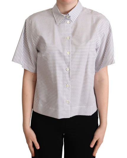 Dolce & Gabbana White Polka Dots Collared Blouse Shirt