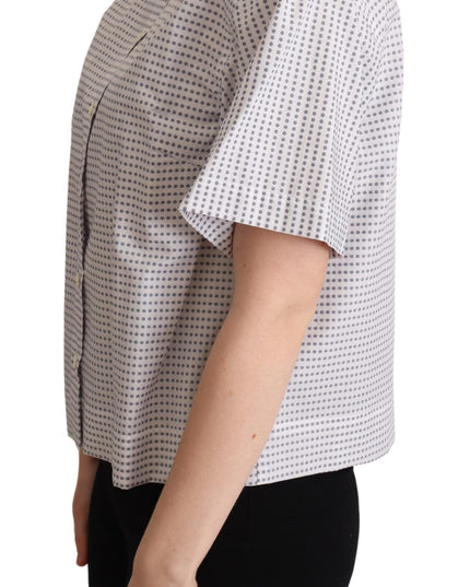 Dolce & Gabbana White Polka Dots Collared Blouse Shirt