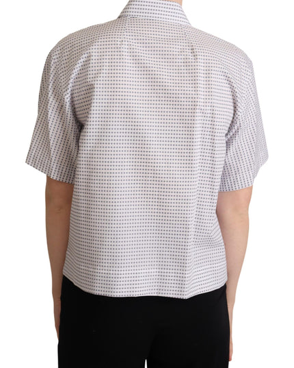 Dolce & Gabbana White Polka Dots Collared Blouse Shirt