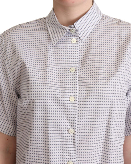 Dolce & Gabbana White Polka Dots Collared Blouse Shirt