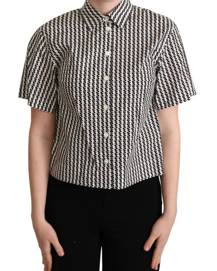 Dolce & Gabbana White Black Fantasy Pattern Shirt