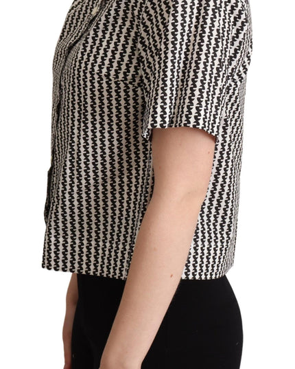 Dolce & Gabbana White Black Fantasy Pattern Shirt