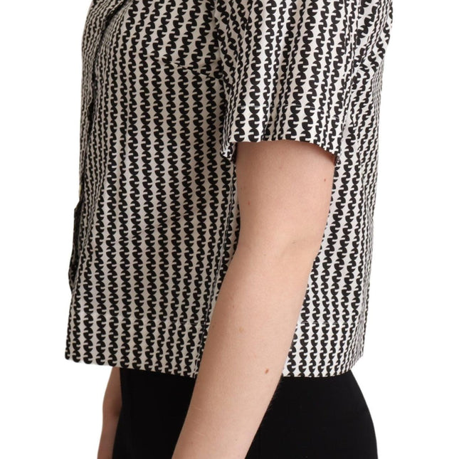 Dolce & Gabbana White Black Fantasy Pattern Shirt