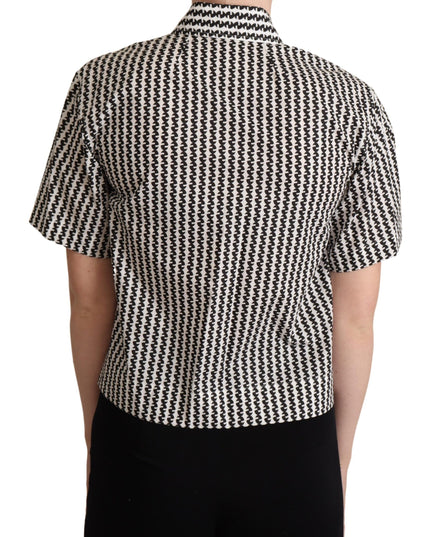 Dolce & Gabbana White Black Fantasy Pattern Shirt
