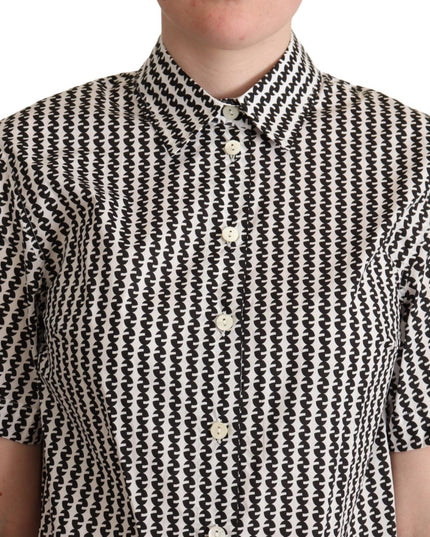 Dolce & Gabbana White Black Fantasy Pattern Shirt
