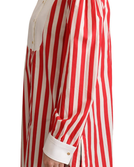 Dolce & Gabbana Red White Striped Long Sleeves Formal Shirt