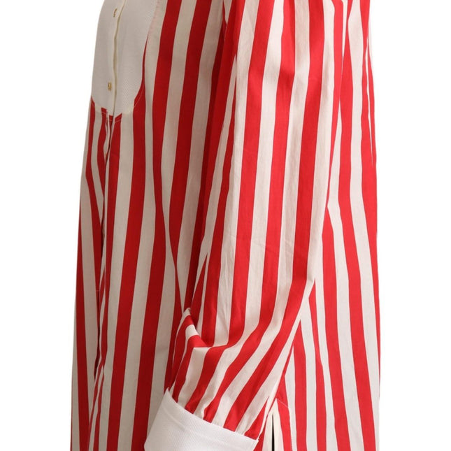 Dolce & Gabbana Red White Striped Long Sleeves Formal Shirt