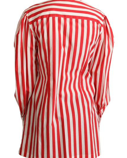 Dolce & Gabbana Red White Striped Long Sleeves Formal Shirt