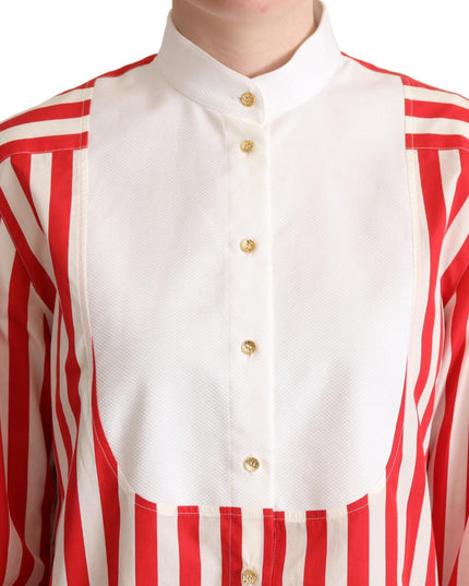 Dolce & Gabbana Red White Striped Long Sleeves Formal Shirt