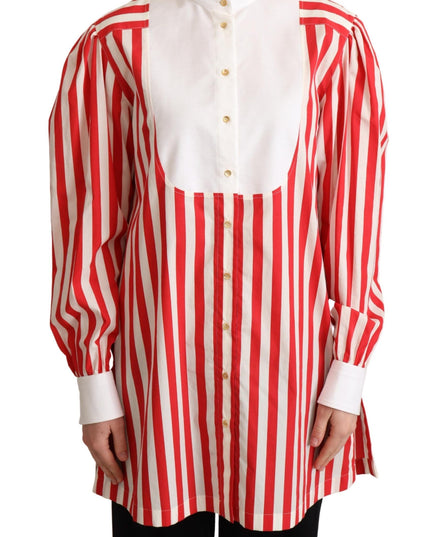 Dolce & Gabbana Red White Striped Long Sleeves Formal Shirt